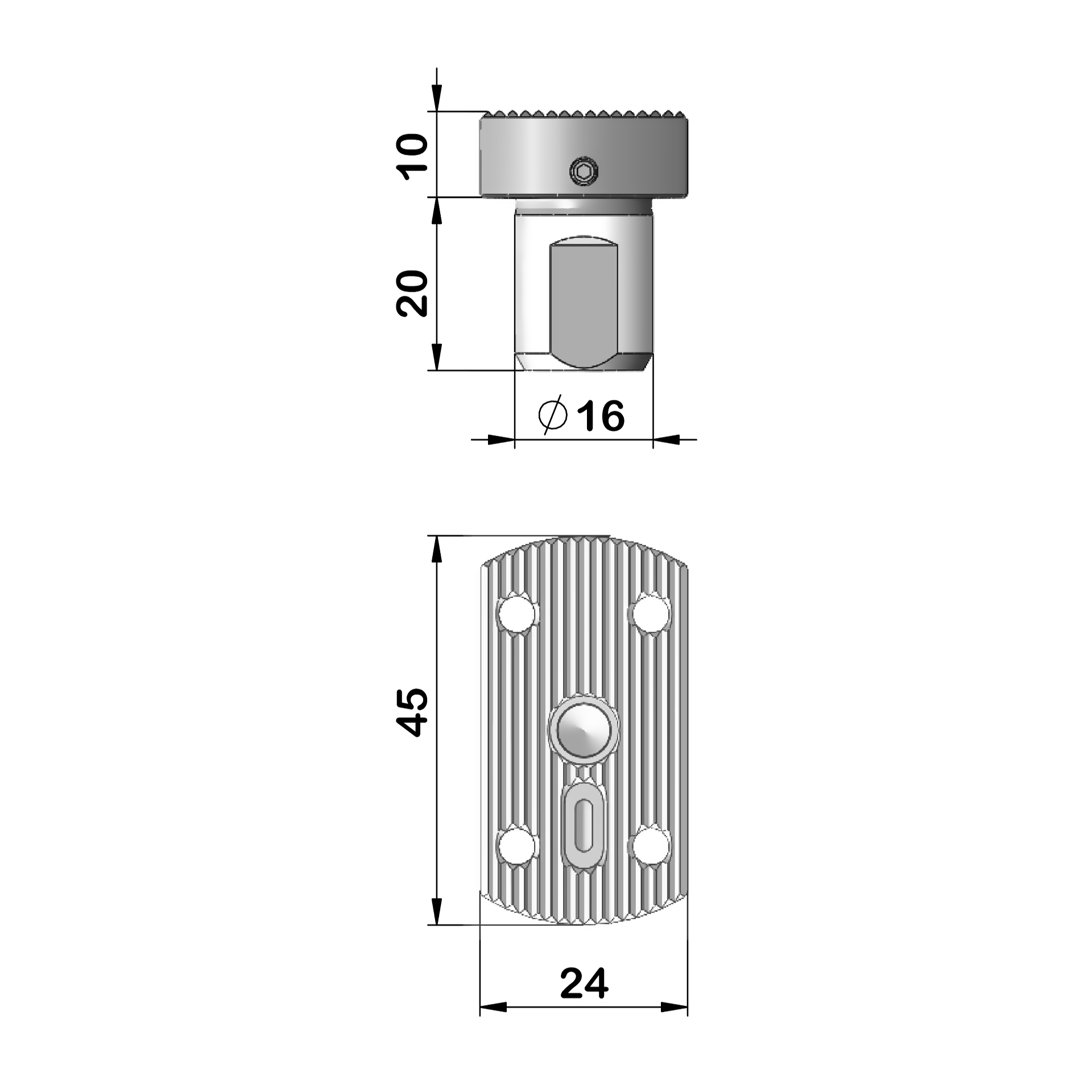 Höhenverstellbares System;verstärkte Ausführung;Grundschaft für Rückseitenbearbeitung STAR;Schaft 16 Länge 20 mit Spannfläche;für Maschine STAR SR16 / SST16