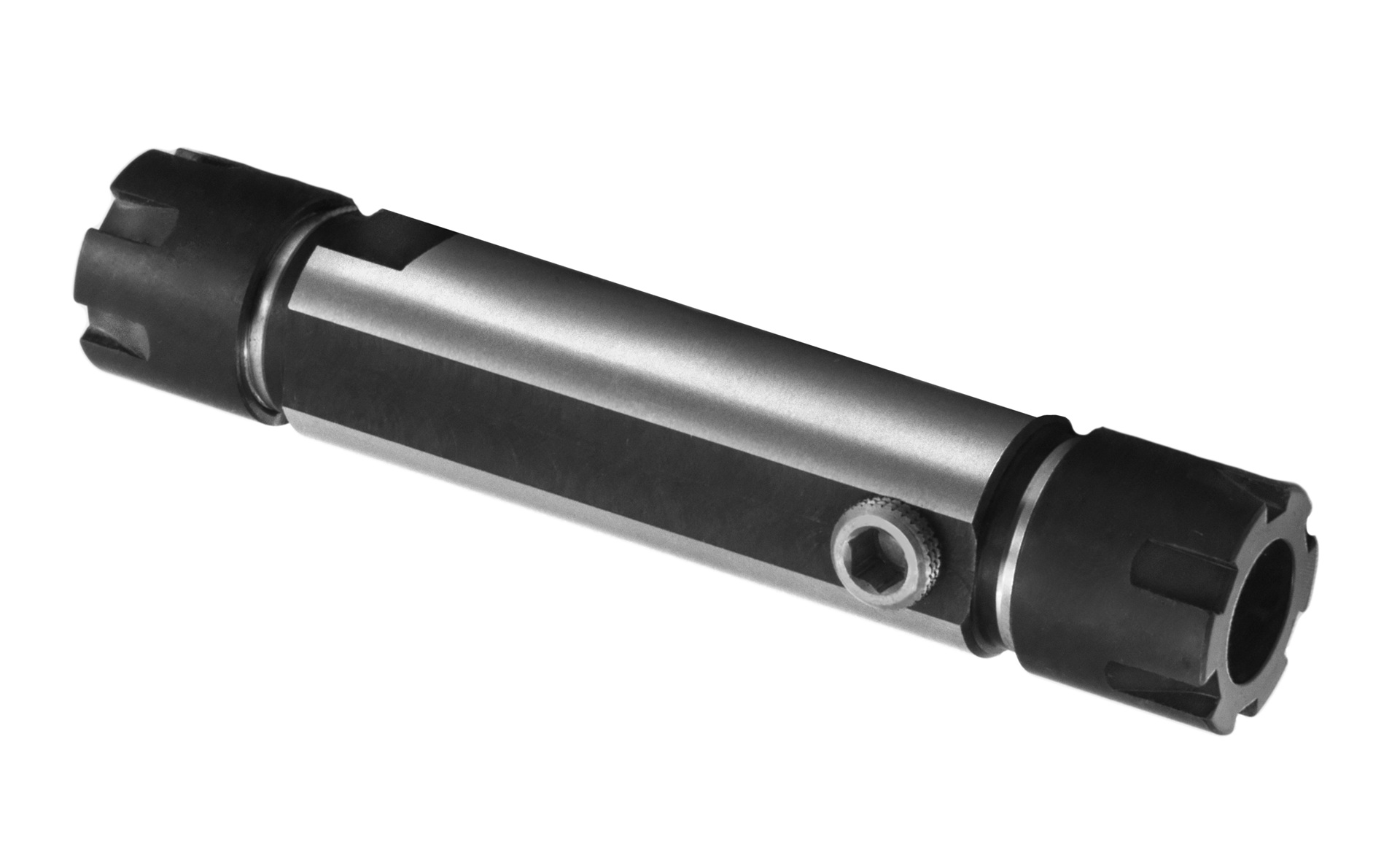 ER-Doppelhalter mit innerer Kühlmittelzufuhr ER11/ER16 Schaft D=22,0 L1=95,0 L2=13,0 L3=16,0 inklusive Mutter ER11M/ERC16M mit radialem Kühlmittelanschluss G1/8" mit durchgehender Spannfläche