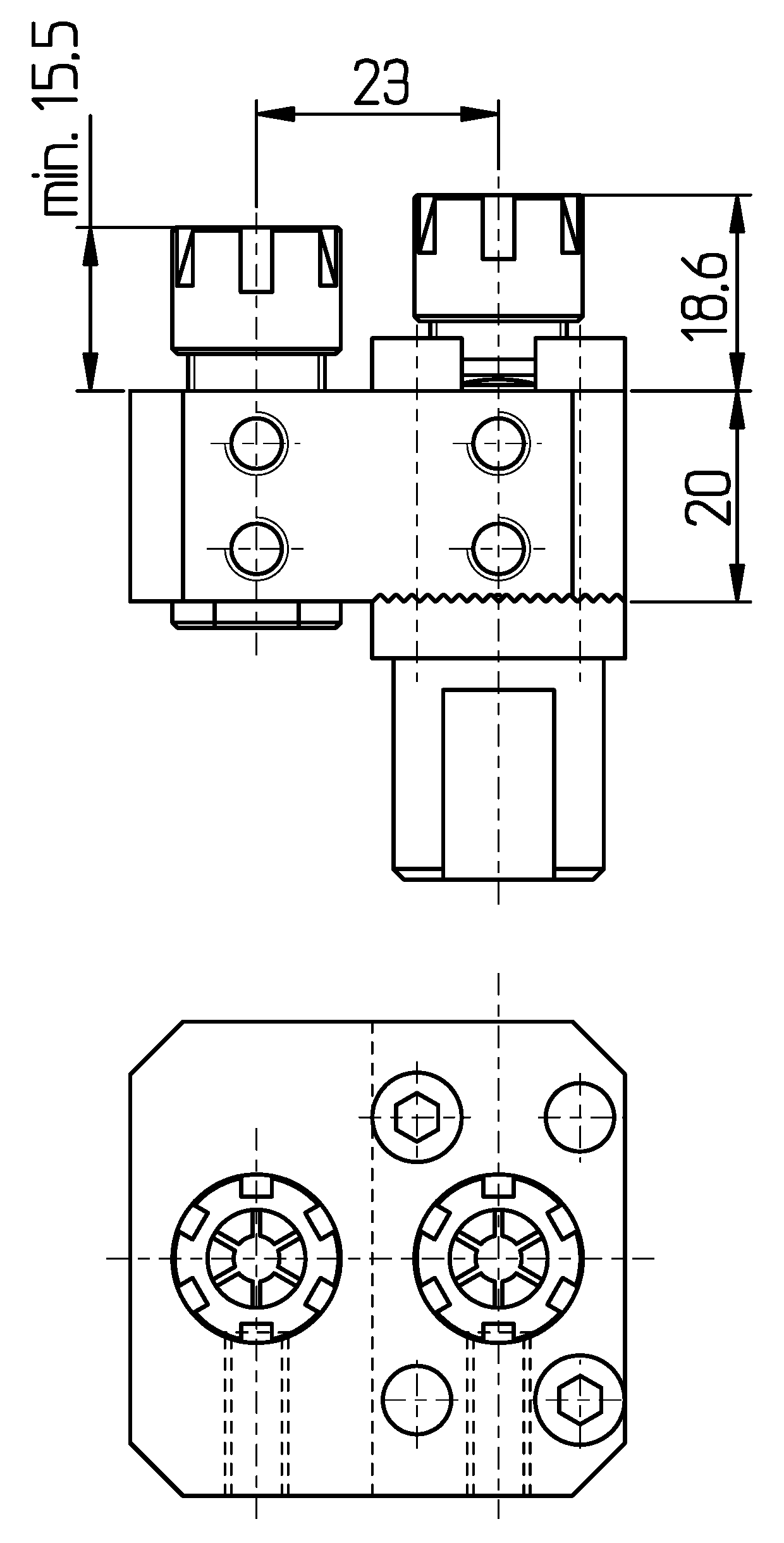 Height adjustable system;double holder for collet holder EM111620 oder EM161620