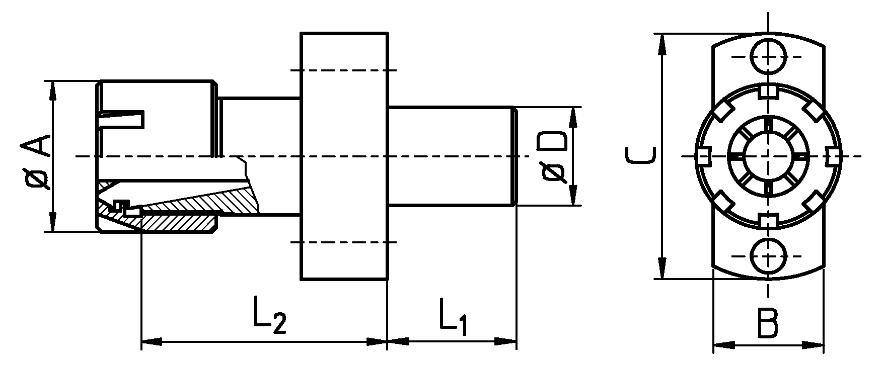ER-Zangenspannfutter für STAR Rückseite ER11 Schaft D=16,0 Schaftlänge=10,0 L2=41 inklusive Mutter ER11M für STAR-Maschine SR-10J