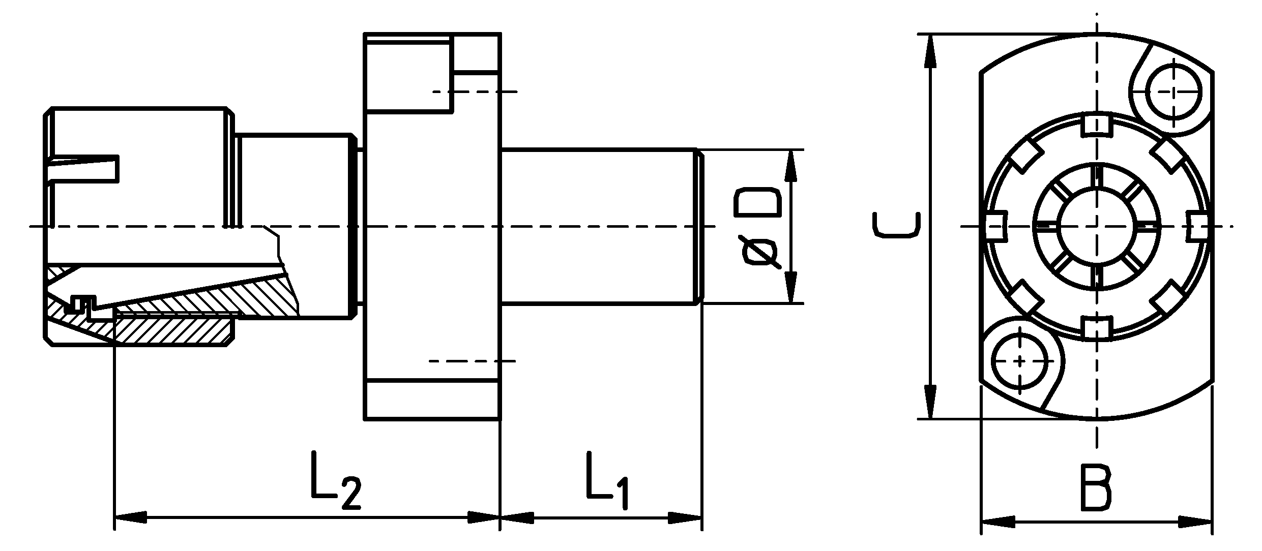 Gewindeschneidfutter für Rückseite ER11 Schaft D=16 L1=21 mit Mutter ER11M für Maschine STAR SR16/SR20 alte Artikel Nr. EG1116SR