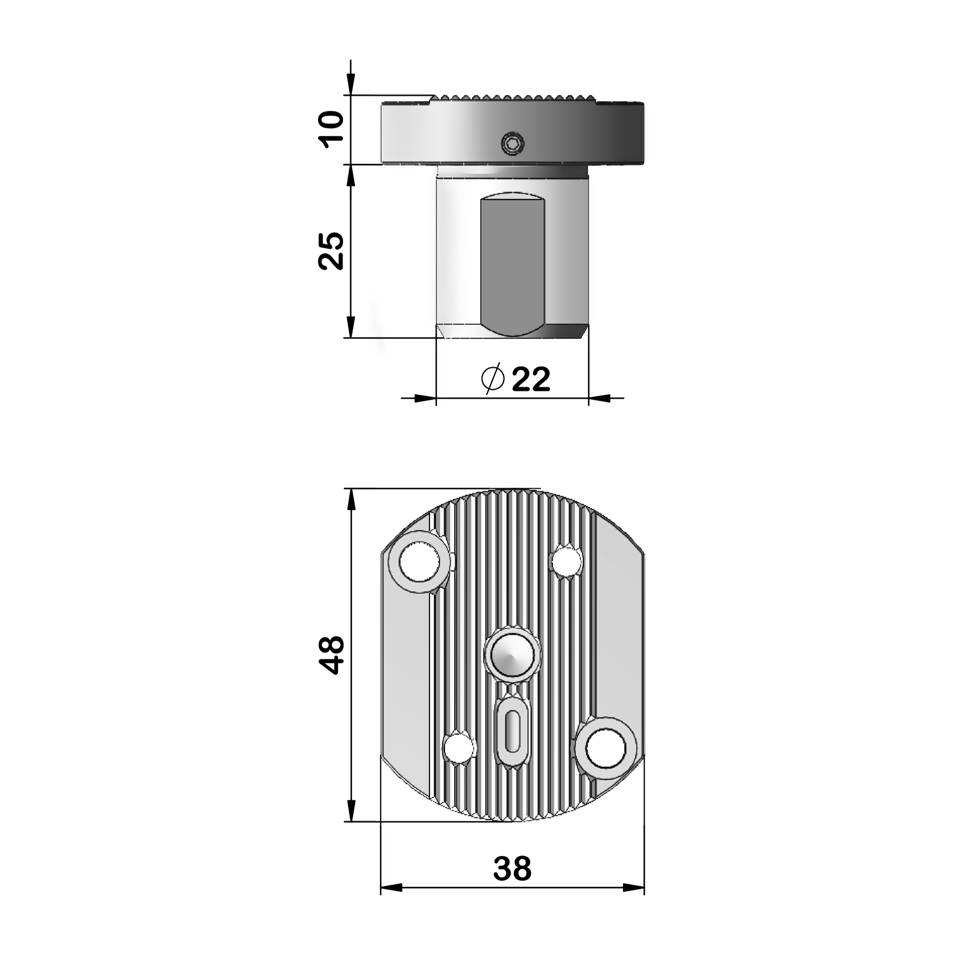 Höhenverstellbares System;verstärkte Ausführung;Grundschaft für Rückseitenbearbeitung STAR;Schaft 22 Länge 25 mit Spannfläche;für Maschine STAR SR32